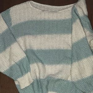 Stripped White and Mint Cozy Sweater
